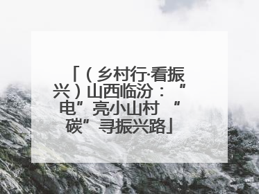 （乡村行·看振兴）山西临汾：“电”亮小山村 “碳”寻振兴路