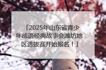 2025年山东省青少年成语经典故事会潍坊地区选拔赛开始报名！